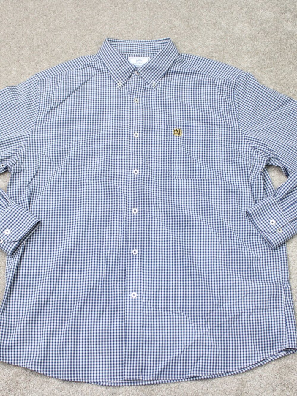 Southern Tide Notre Dame Shirt Men XL Blue Check Intercoastal Fighting Irish L/S - Picture 2 of 14